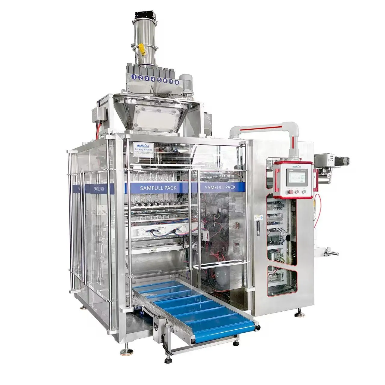 Готовые порошковые саше и упаковки в виде стиков, изготовленные на многополосном упаковщике