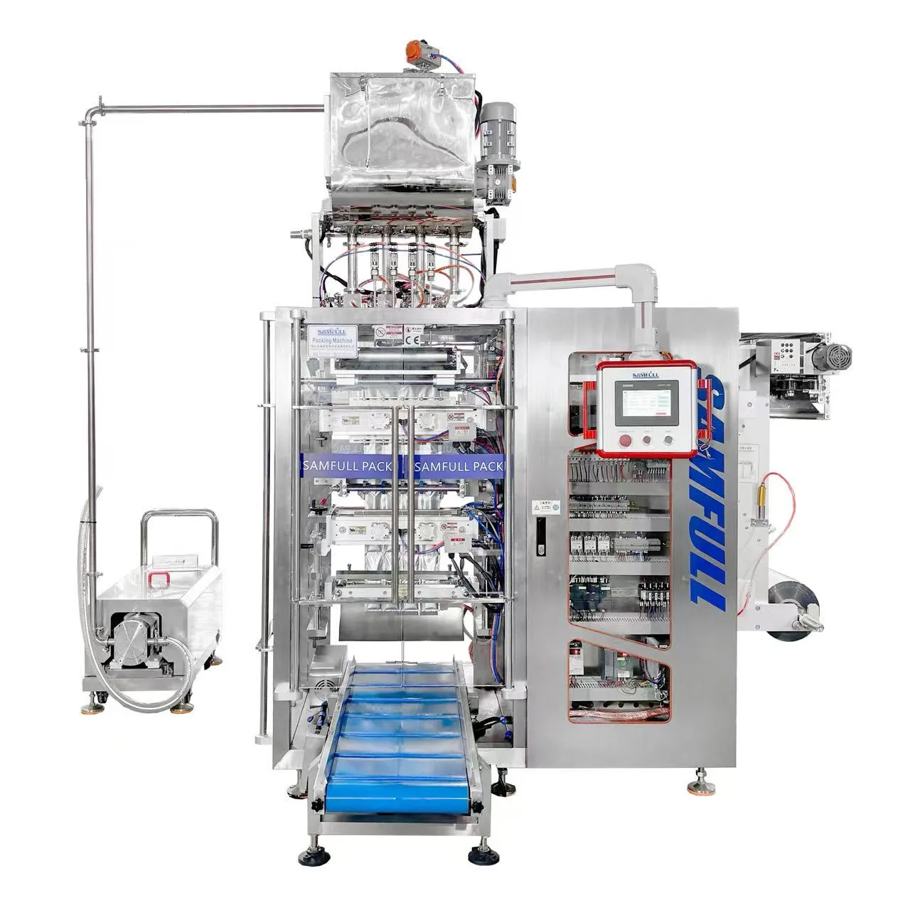 Многодорожечная конструкция для упаковки саше с четырьмя боковыми уплотнениями
